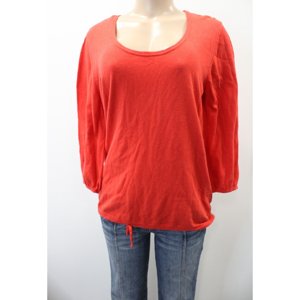 Old Navy Top Womens Size L Red 3/4 Sleeve Knit Scoop Neck Pullover Sweater‎